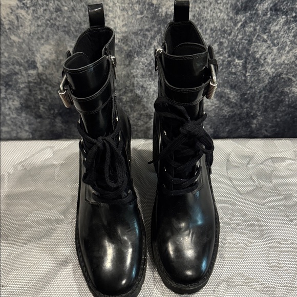 NWOT All Saints Cacey black patent leather boots - Picture 6 of 10